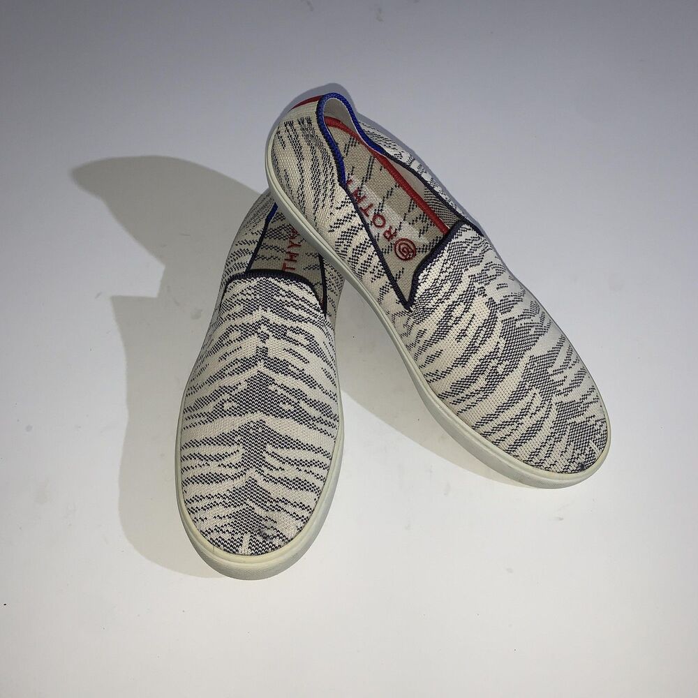 Rothy's The Sneaker Women's 10 Tiger Print Blue Knit Slip On Casual Comfort
